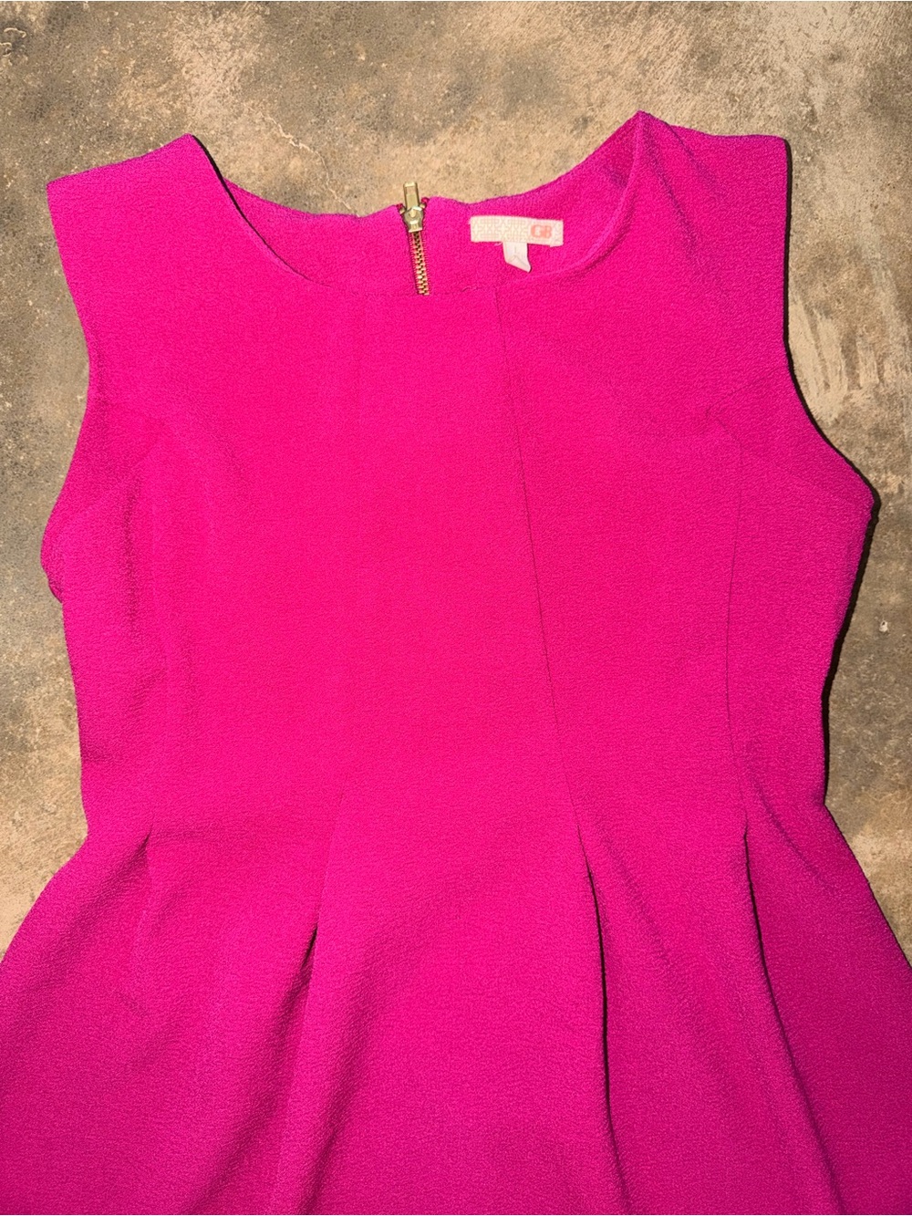 Gianni Bini Fuchsia Textured Fit & Flare Dress Sleeveless Zip Back Size Large - Picture 3 of 11